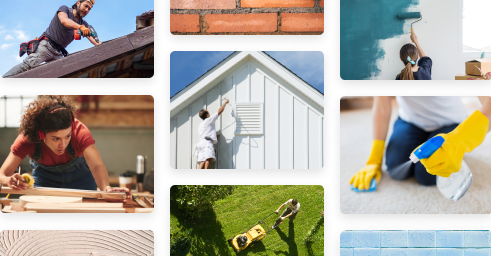 Pros performing various home services for customers