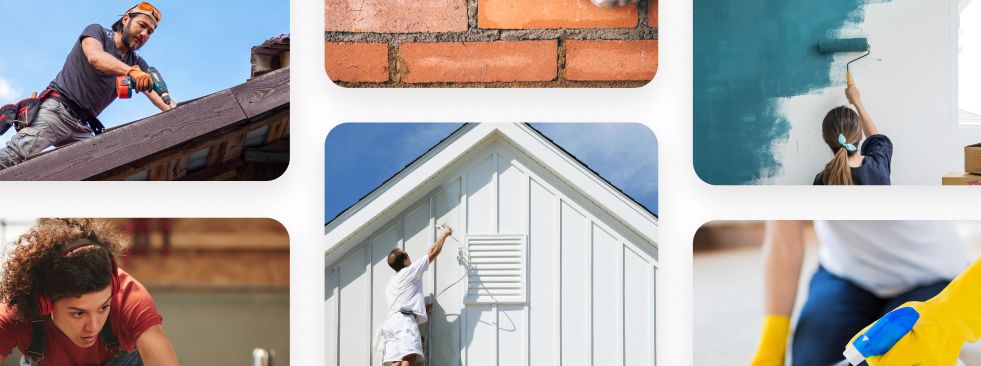 Pros performing various home services for customers